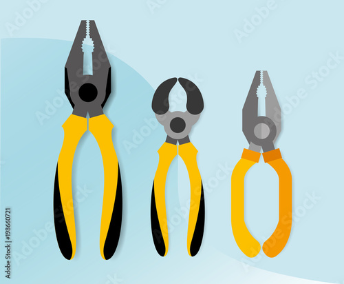 construction tools equipment pliers cutters snips vector illustration