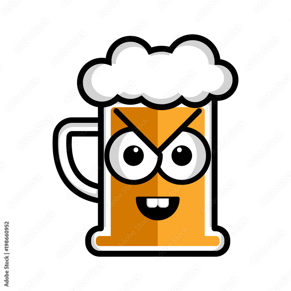 Angry beer cartoon character