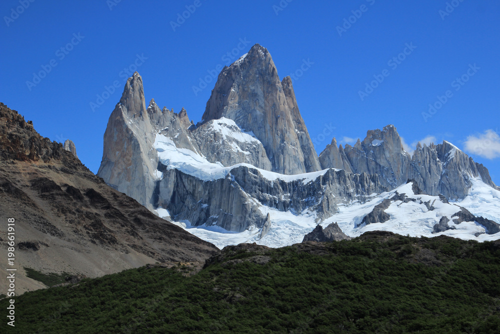 Fitz Roy mountain close up view. Fitz Roy is a mountain located near El Chalten