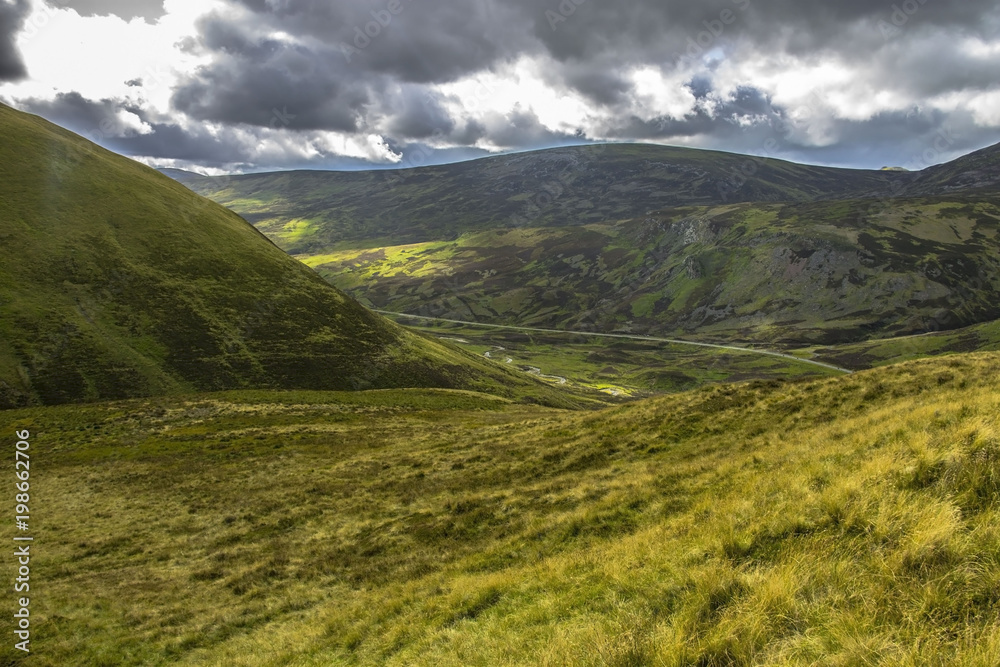 Scotland landscape. Cairngorm Mountains, Aberdeenshire. Royal Deeside between Ballater and Braemar. 