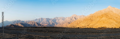 Jabal Jais desert mountain range complete panorama © creativefamily