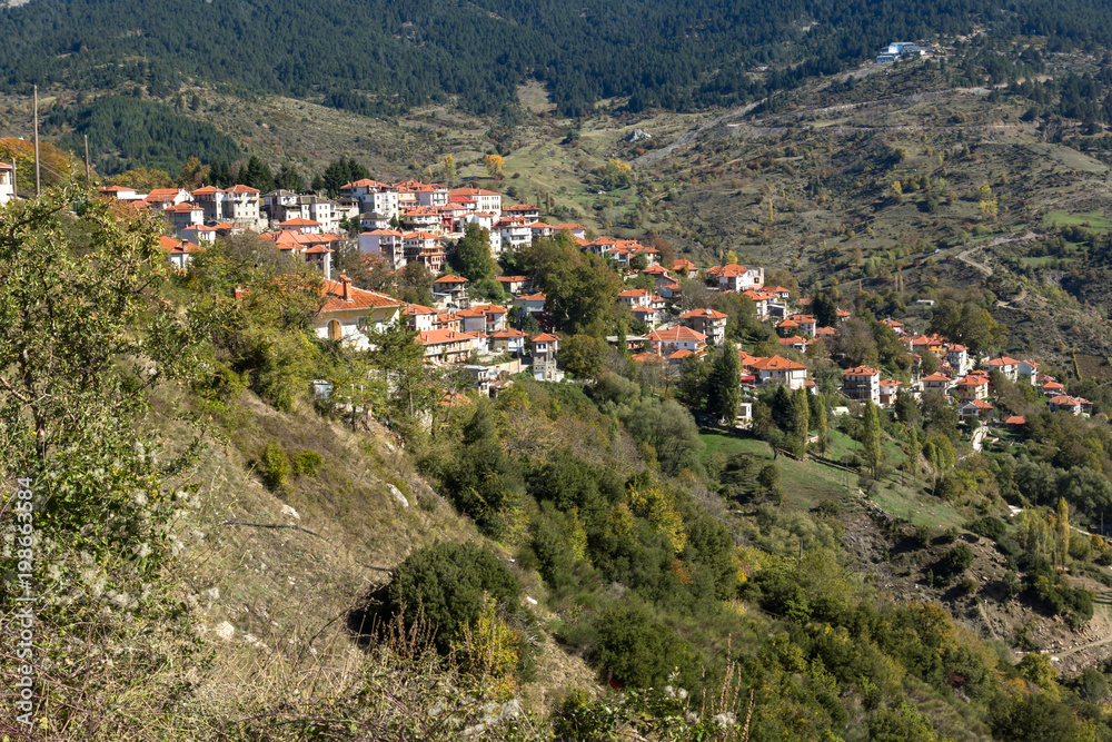 Autumn view of village of Metsovo near city of Ioannina, Epirus Region, Greece