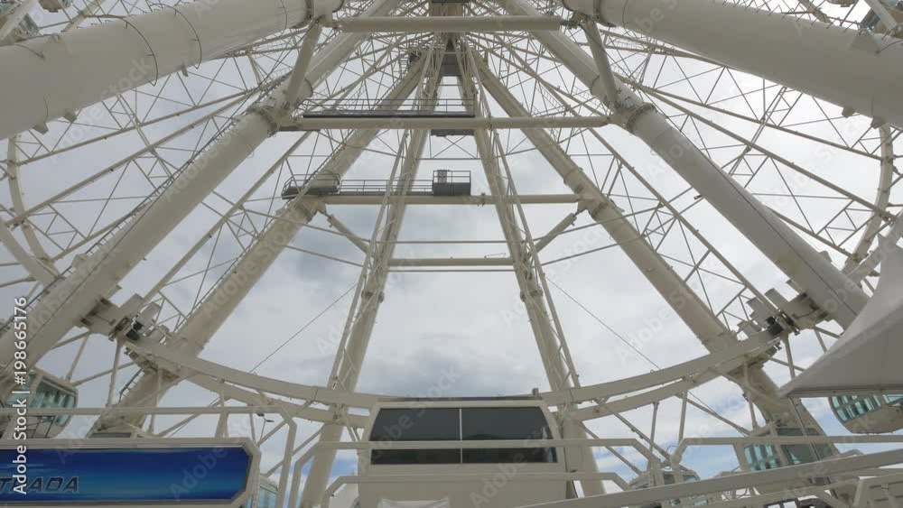Low angle of a Ferris Wheel rotating Low angle of a Ferris Wheel rotating