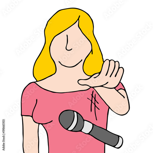 Woman dropping the microphone