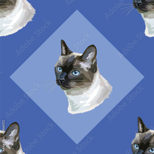 Seamless Pattern with Thai Cat