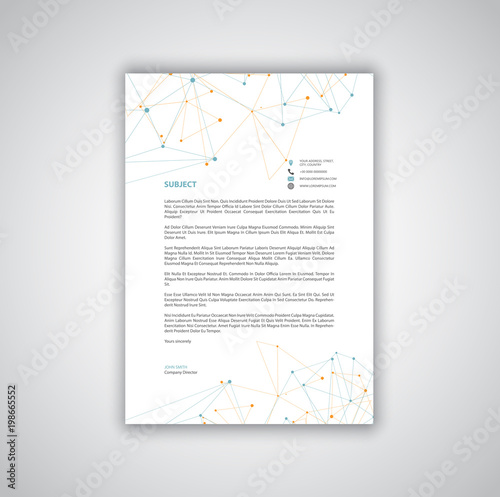 Business letterhead with low poly mesh design