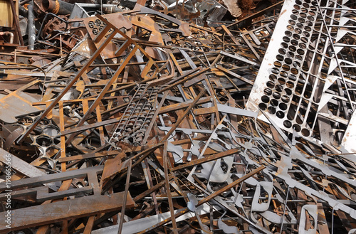 Fotografie Scrap metal pile junk yard waste for recycling environment