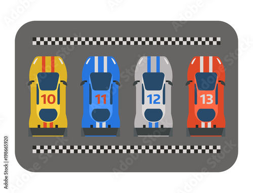Race car sport track curve road vector. Top view of car sport competition constructor symbols. Circuit transportation tire car speedway line. Automobile highway flare formula finish