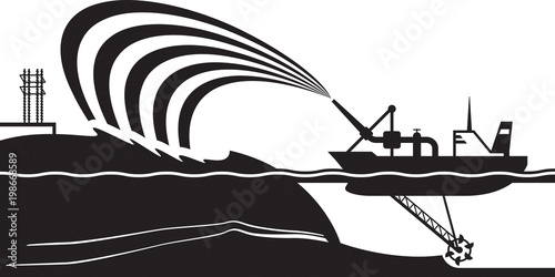 Dredging ship make artificial island - vector illustration photo