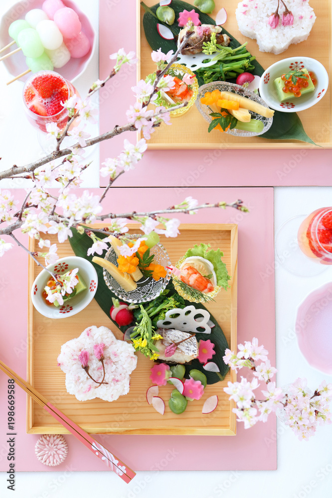 Plakat 桜ごはんのお花見プレート