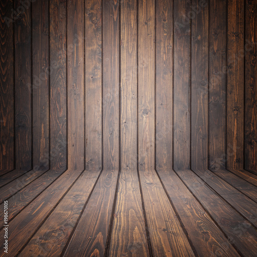 Brown pine wooden empty space. perspective wall. For display or montage product design