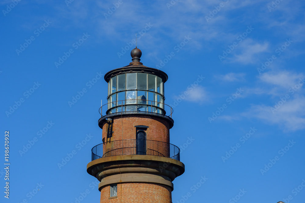 The Gay Head Lighthouse now known as the Aquinnah Lighthouse with it's red beacon