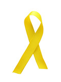 Yellow ribbon awareness isolated on white background