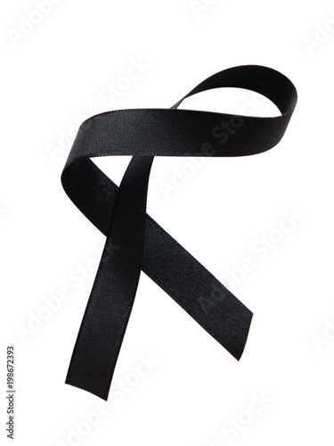 Black ribbon awareness isolated on white background