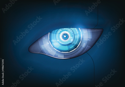 Eye of the robot. Futuristic HUD interface,vector illustration