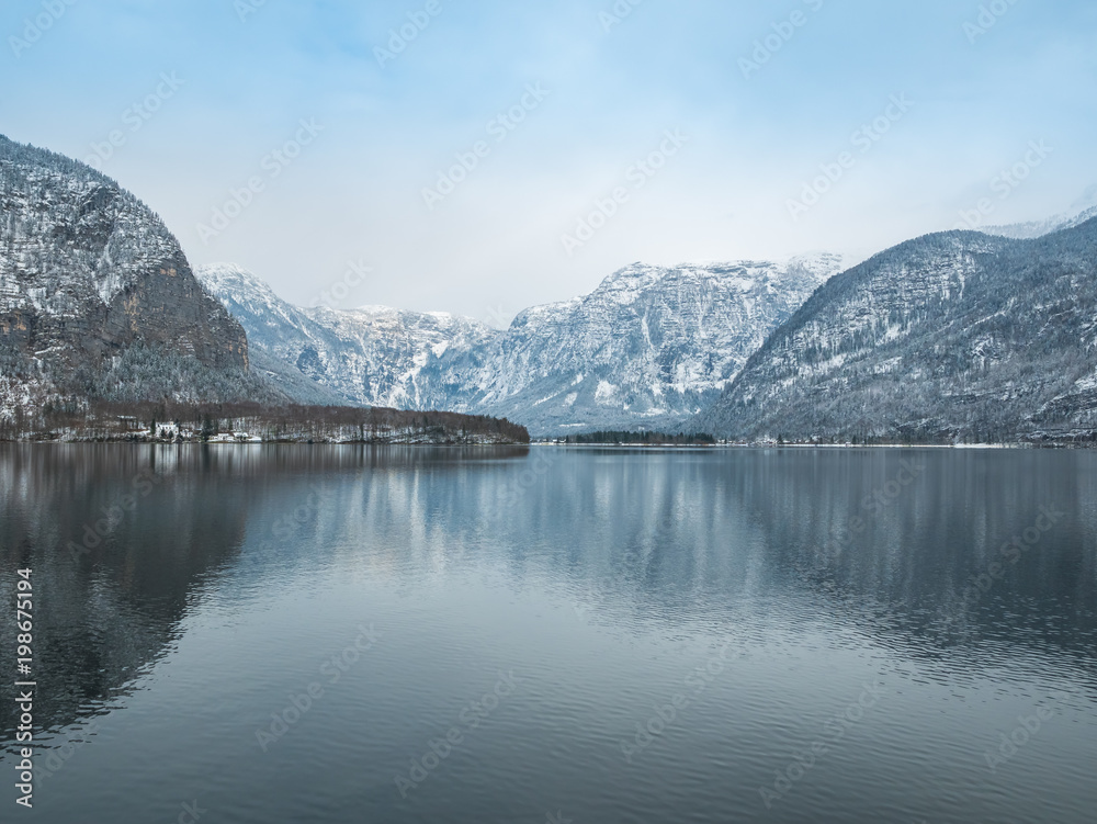 hallstatt austria landscape apls moutain winter season snow	
