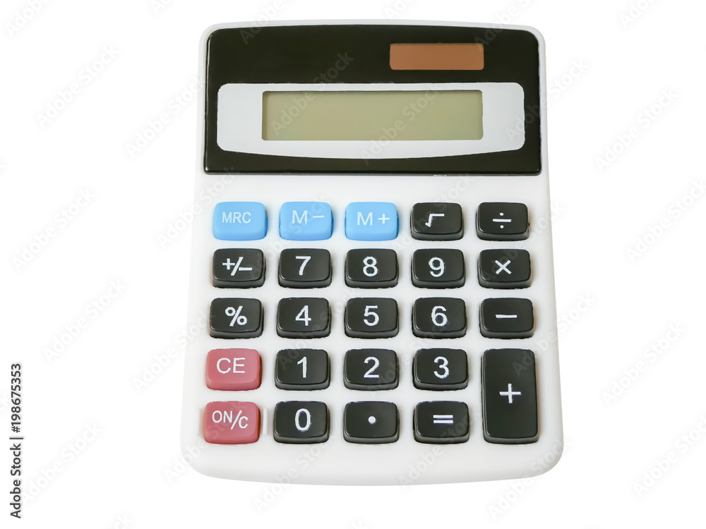 Digital calculator electronic isolated on white background. Clipping path included Digital calculator electronic isolated on white background. Clipping path included