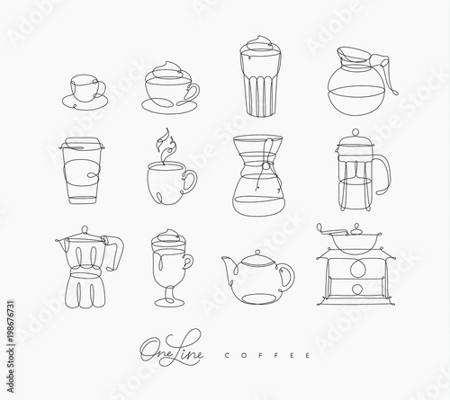 Pen line coffee icons