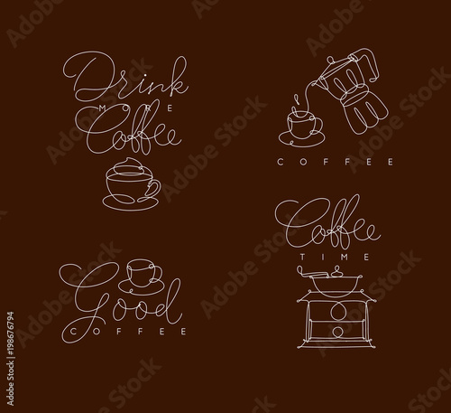 Coffee pen line symbols brown