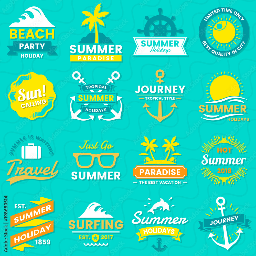 Naklejka premium Summer Retro Vector Logo for banner