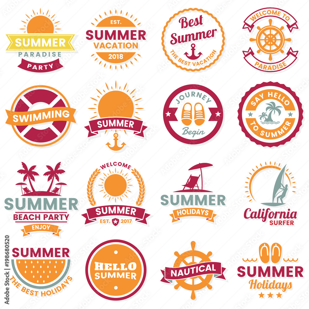 Obraz premium Summer Retro Vector Logo for banner