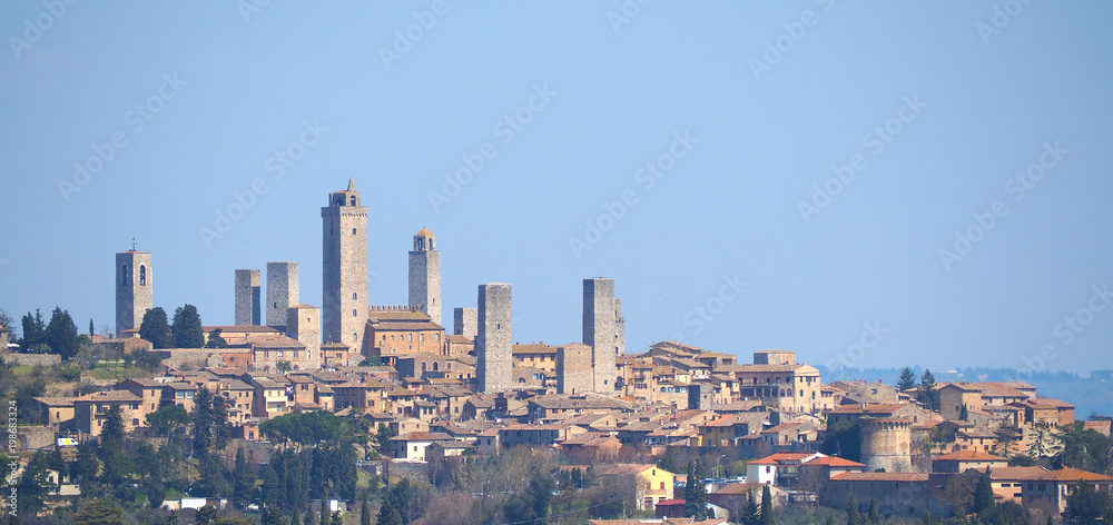 Landscape of the wonderful village of San Gimignano. A Unesco World Heritage. Tuscany, Italy