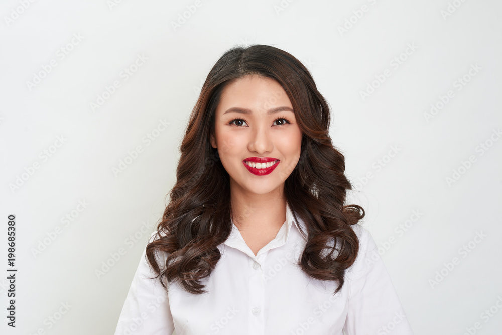 Passport photo. Portrait of asian smiling woman. Passport photo. Portrait of asian smiling woman.