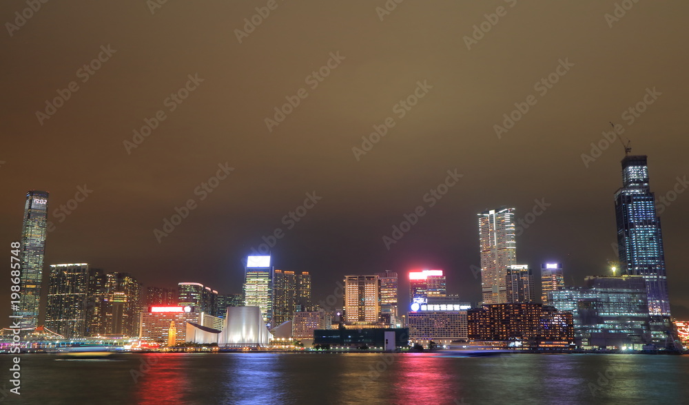 Hong Kong Kowloon night cityscape