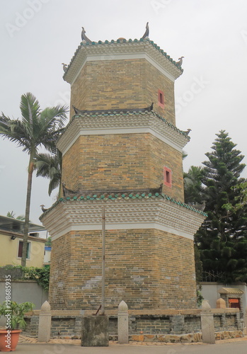 Ping Shan Heritage Trail historical tower in Hong Kong