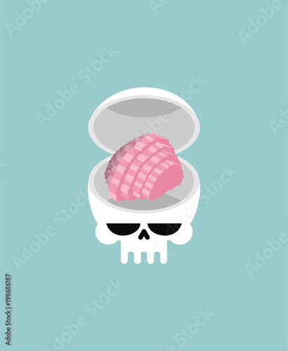 Open skull and brain isolated. Vector illustration