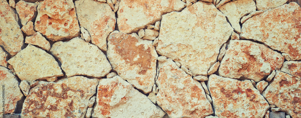 Obraz premium Masonry light rubble stone.