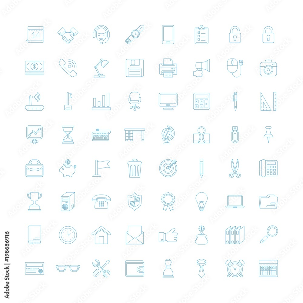 Liner office equipment icons Liner office equipment icons