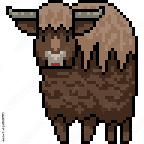vector pixel art bison