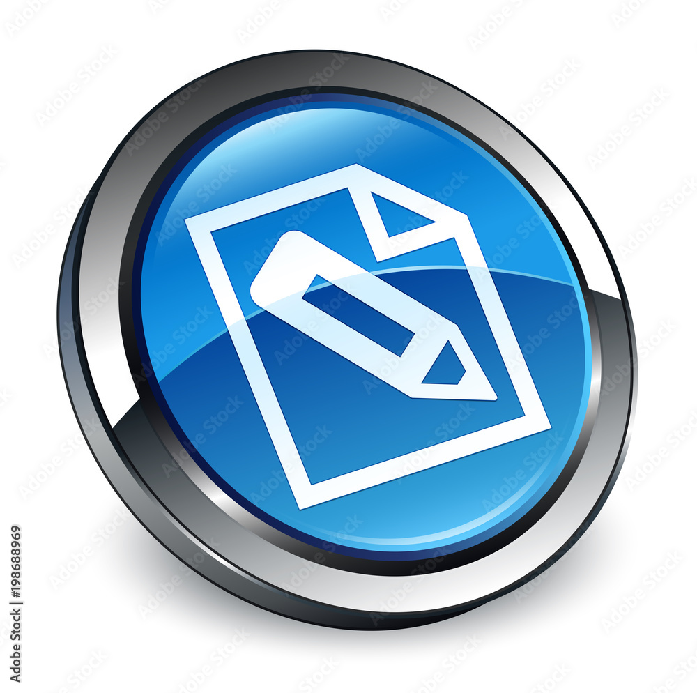 Pencil in page icon 3d blue round button Pencil in page icon 3d blue round button