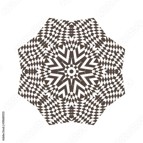 Beautiful strict mathematical circular pattern of traditional motifs and oriental ornaments. Vintage decorative elements. Mandala. Round ornament background.
