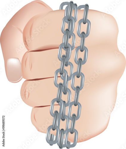 pugno maschile con catena 
