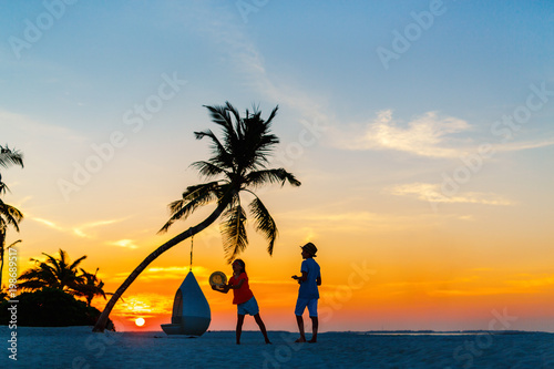 Kids  at sunset