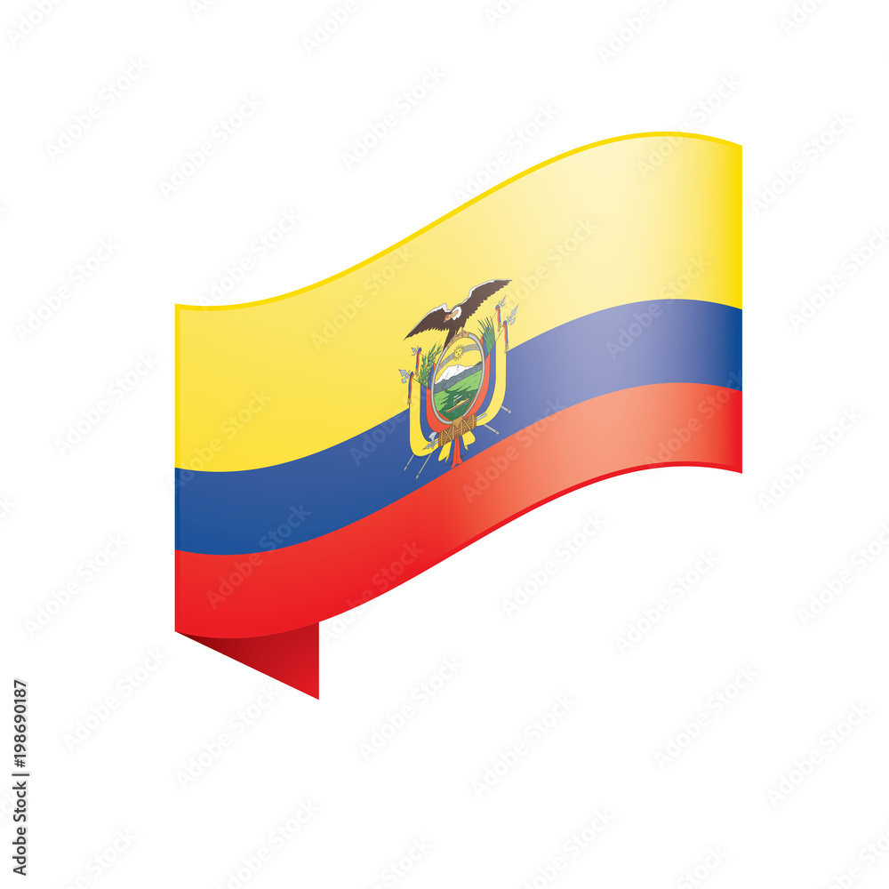 Obraz premium Ecuador flag, vector illustration