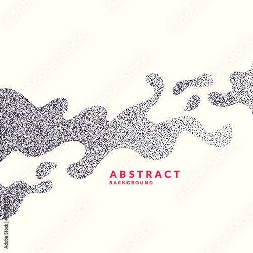 Poster with splatter and dynamic particles. Illustration minimal flat style