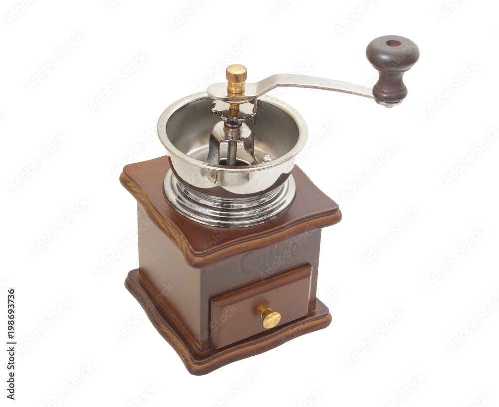 Manual coffee grinder isolated on white background Manual coffee grinder isolated on white background