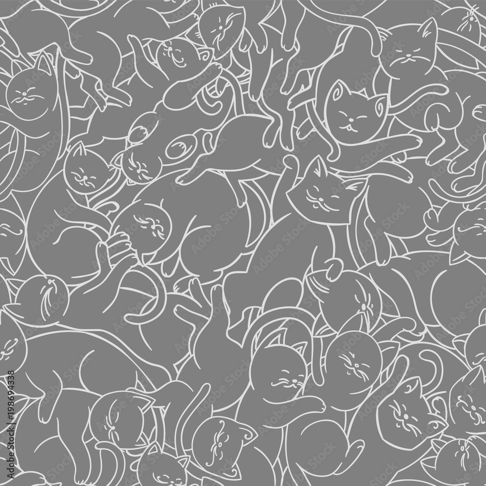 Fototapeta premium Seamless vector pattern with cute cats
