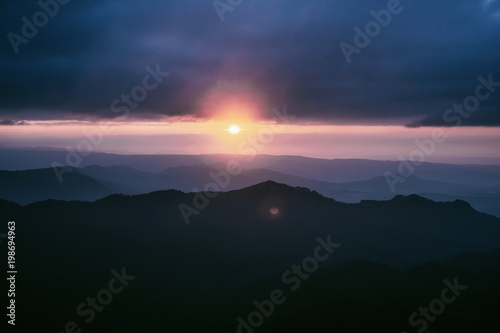 Sunset in the blue ridge mountains.