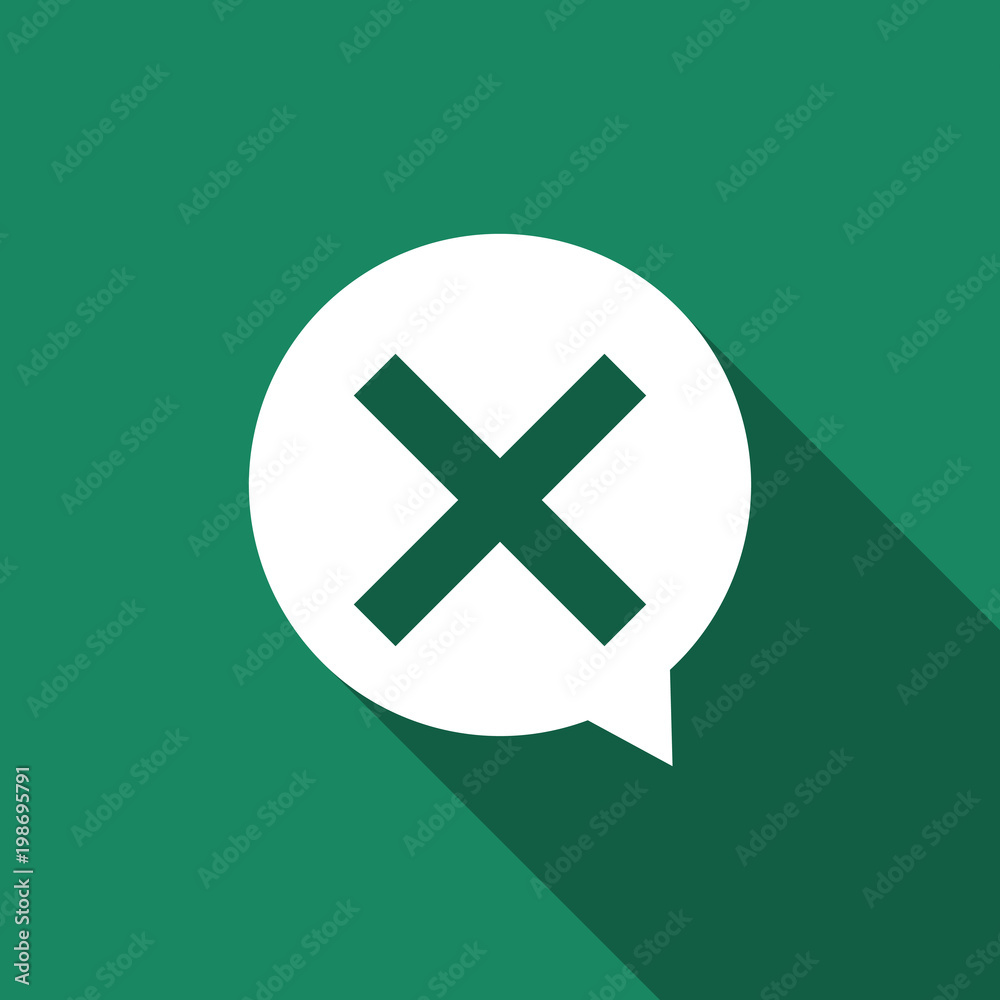 Fototapeta premium X Mark, Cross in circle icon isolated with long shadow. Check cross mark icon. Flat design. Vector Illustration