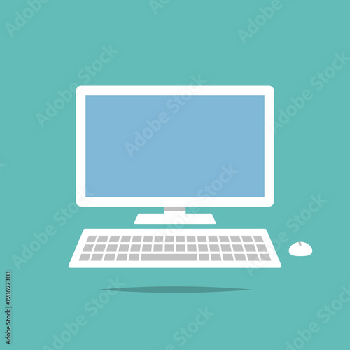 Desktop computer flat icon vector
