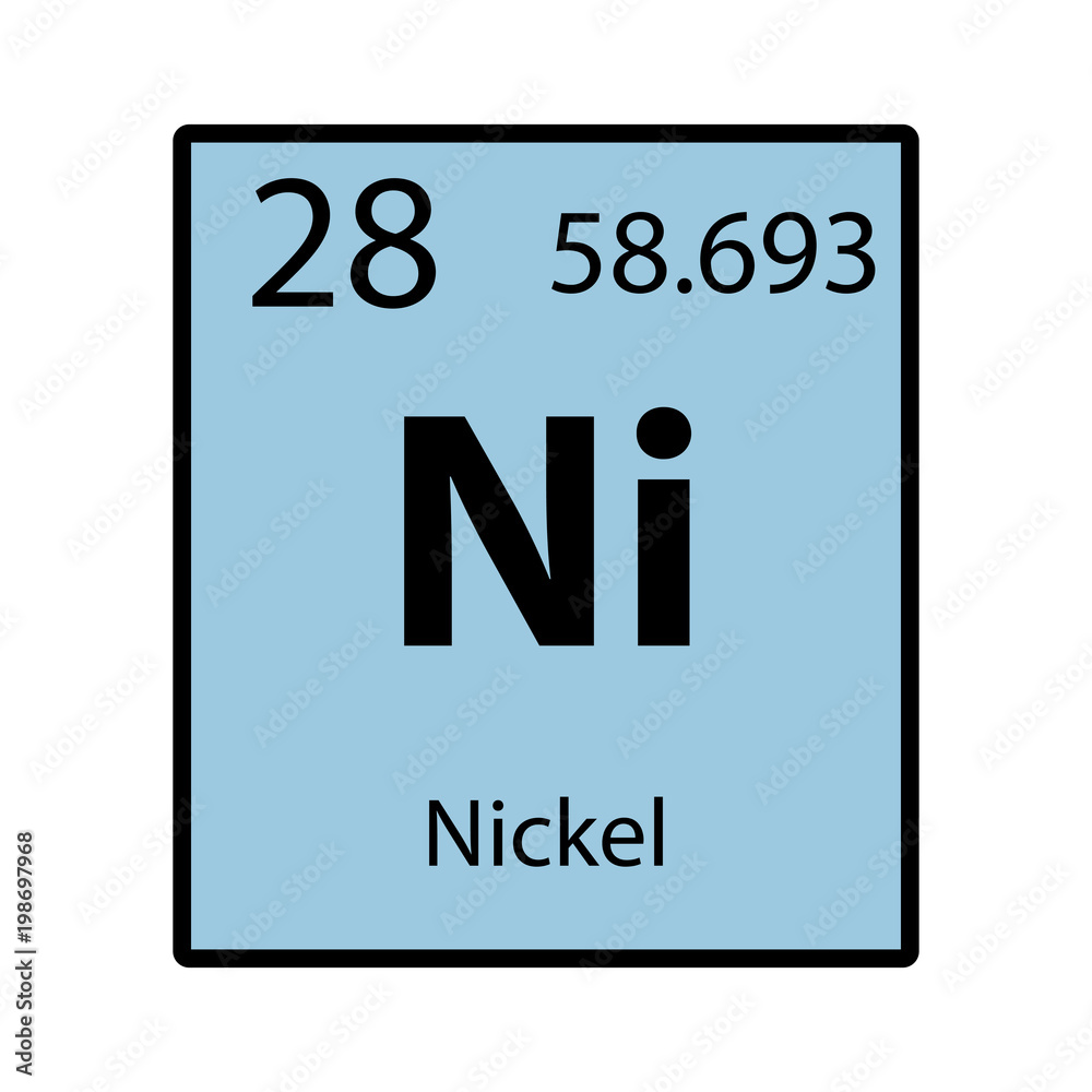Nickel periodic table element color icon on white background vector Stock  Vector | Adobe Stock