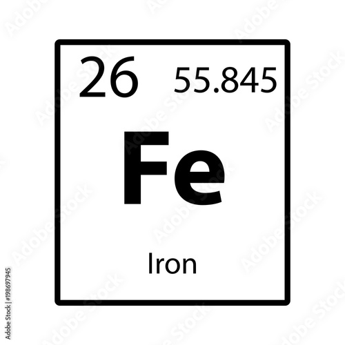 Iron periodic table element icon on white background vector