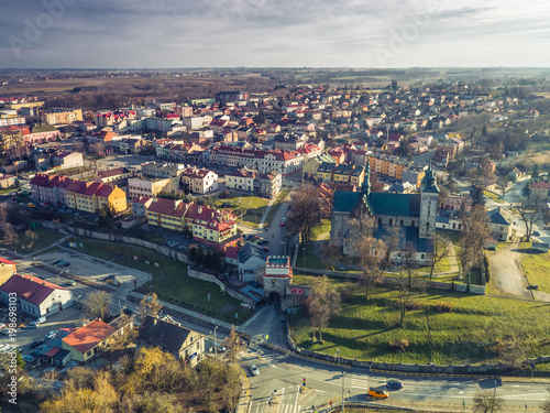 Obraz na płótnie Opatów Panorama dron w salonie