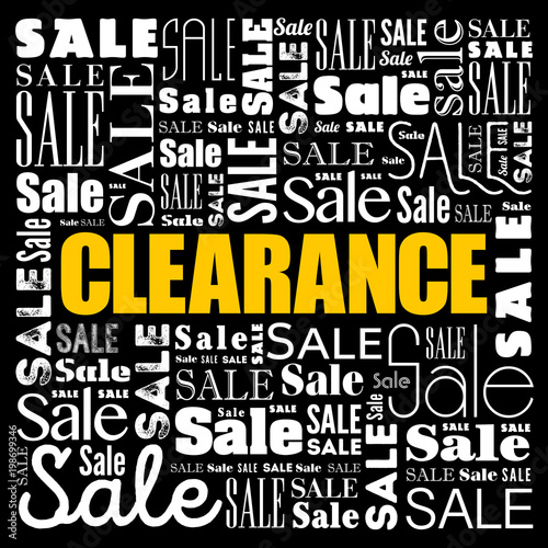 Clearance sale word cloud collage, business concept background