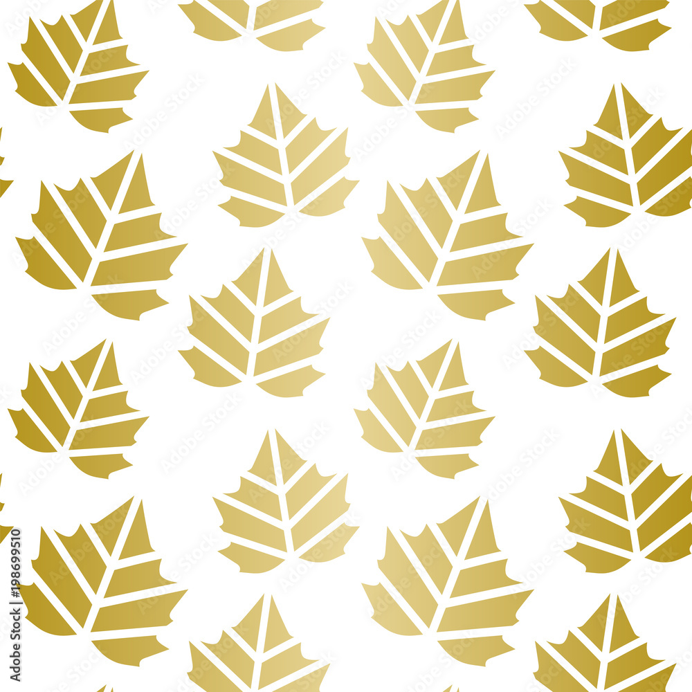Golden Leaves Pattern. Endless Vector. Golden Leaves Pattern. Endless Vector.