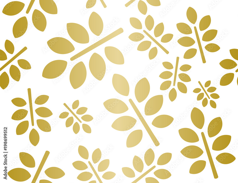 Golden Leaves Pattern. Endless Vector.